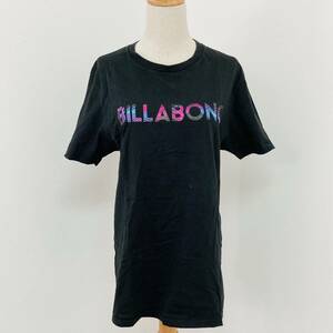 a00374 beautiful goods BILLABONG Billabong T-shirt tops short sleeves ound-necked Logo print simple M black black cotton 100% casual all-purpose fine quality 