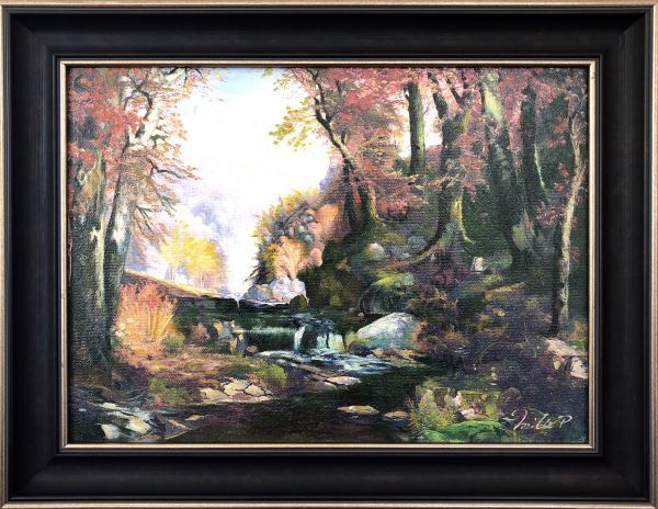 Oil Painting Landscape Painting Kermanheim Forest by Mila.P Hand-painted Unique European Nature Mountain Healing Gift Interior H1504, painting, oil painting, Nature, Landscape painting