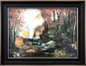 Art hand Auction Oil Painting Landscape Painting Kermanheim Forest by Mila.P Hand-painted Unique European Nature Mountain Healing Gift Interior H1504, painting, oil painting, Nature, Landscape painting