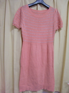 USED beautiful goods *JILLSTUART salmon pink. short sleeves knitted dress FR