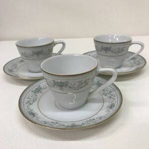 4　中古　Noritake　Japan　2600　noble　カップ&ソーサー　3客　セット　金縁　花柄　洋食器　ノリタケ　ノーブル