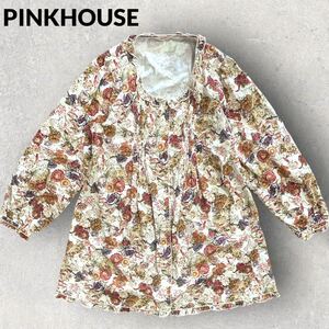 PINKHOUSEピンクハウス 2013 フリルリボン 花柄 前ボタンブラウス