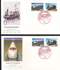 FDC　１９８７年　新鉄道事業体制発足記念　P貼A　JPS-NCC