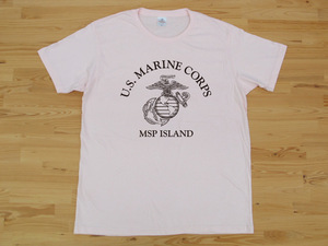 アウトレット処分 U.S. MARINE CORPS ベビーピンク 4.7oz 半袖Tシャツ 黒 XL 細めのシルエット USMC海兵隊 マリーン