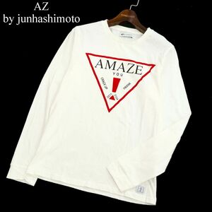 AZ by junhashimoto エーゼイ バイ ジュンハシモト 通年 長袖 プリント★ カットソー ロンTシャツ Sz.M　メンズ 白　C3T04019_5#F