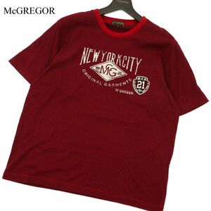 McGREGOR マクレガー 春夏 【NEW YORK CITY プリント】 半袖 ボーダー カットソー Tシャツ Sz.LL　メンズ 赤 大きいサイズ　C3T04215_5#A