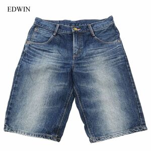 EDWIN エドウィン 春夏 KS0034 USED加工★ ハーフ ショート レザー使い デニム パンツ ジーンズ Sz.30　メンズ 日本製　C3B01836_5#P