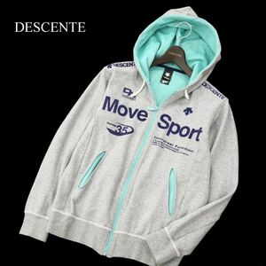 DESCENTE デサント Move Sport★ 通年 プリント 裏メッシュ フルジップ フーディー パーカー Sz.S　メンズ 灰 トレーニング　C3T04437_5#O