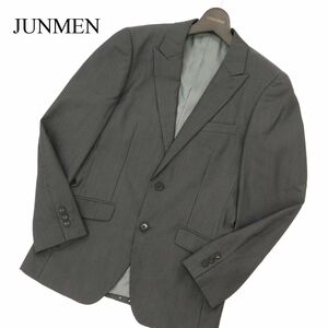 JUNMEN ジュンメン 通年 ナローフィット ストライプ★ 2B テーラード ジャケット Sz.M　メンズ グレー　C3T04360_5#O