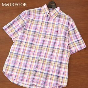 McGREGOR マクレガー 春夏 半袖 ロゴ刺繍★ ボタンダウン チェック シャツ Sz.L　メンズ　C3T04427_5#A