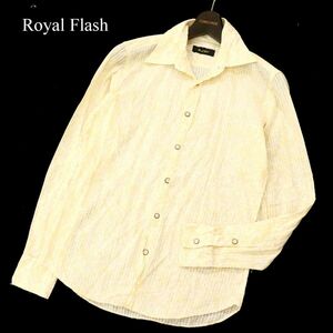 Royal Flash ロイヤルフラッシュ 通年 長袖 総柄★ シャツ Sz.M　メンズ 黄 日本製　C3T04580_5#C