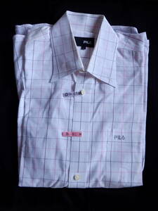 FILA filler short sleeves dress shirt white ground . check pattern L size have been cleaned 