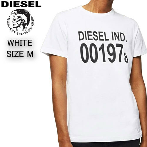 新品 DIESEL ディーゼル クルーネック 半袖プリントTシャツ ホワイト M