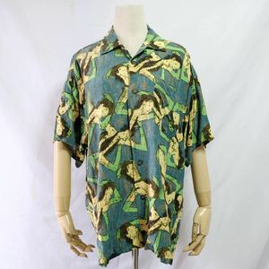 [1980~90s FICCE] общий рисунок открытый цвет рубашка Fitch . б/у одежда Yoshiyuki Konishi Beat Takeshi надеты дизайн искусство 
