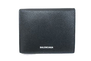 【中古】BALENCIAGA バレンシアガ 小物 長札&カードケース　二つ折り ブラック レザー　レディース メンズ