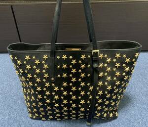 ★1円～★【極美品】ジミーチュウ JIMMYCHOO トートバッグ サシヤ レザー 黒×金 スタッズ バッグ