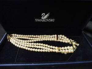  новый товар с ящиком SWAROVSKI Swarovski колье жемчуг 3 полосный r