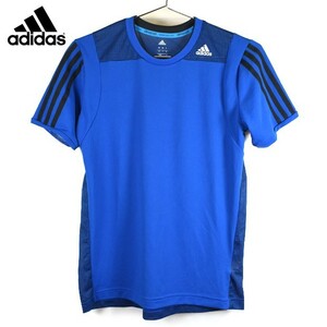 【送料無料】古着 adidas アディダス climacollクライマクール メッシュTシャツ 半袖 ブルー ジュニア160サイズ