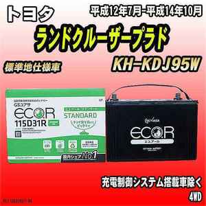 バッテリー GSユアサ トヨタ ランドクルーザープラド KH-KDJ95W 平成12年7月-平成14年10月 EC115D31RST