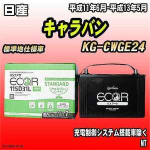 バッテリー GSユアサ 日産 キャラバン KG-CWGE24 平成11年6月-平成13年5月 EC115D31LST