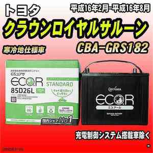 バッテリー GSユアサ トヨタ クラウンロイヤルサルーン CBA-GRS182 平成16年2月-平成16年8月 EC85D26LST