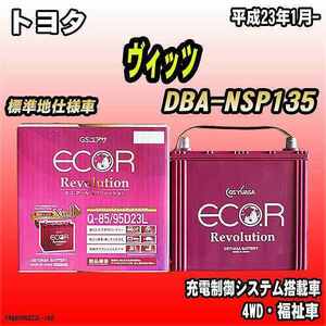 バッテリー GSユアサ トヨタ ヴィッツ DBA-NSP135 平成23年1月- ER-Q-85/95D23L