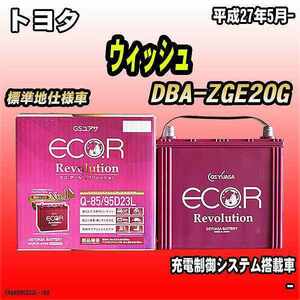 バッテリー GSユアサ トヨタ ウィッシュ DBA-ZGE20G 平成27年5月- ER-Q-85/95D23L