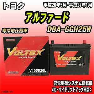バッテリー VOLTEX トヨタ アルファード DBA-GGH25W 平成20年5月-平成27年1月 V105D26L