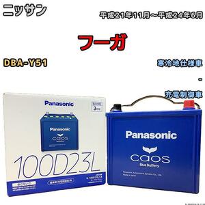 バッテリー パナソニック カオス ニッサン フーガ DBA-Y51 平成21年11月～平成24年6月 100D23L