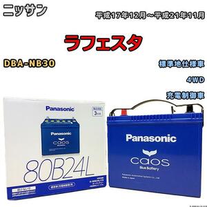 バッテリー パナソニック カオス ニッサン ラフェスタ DBA-NB30 平成17年12月～平成21年11月 80B24L