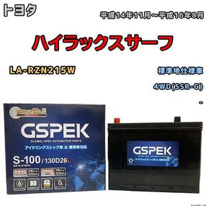 バッテリー デルコア GSPEK トヨタ ハイラックスサーフ LA-RZN215W 平成14年11月～平成16年8月 - 80D26L