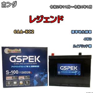 バッテリー デルコア GSPEK ホンダ レジェンド 6AA-KC2 令和2年11月～令和4年1月 ハイブリッド車 80D26L