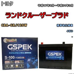 バッテリー デルコア GSPEK トヨタ ランドクルーザープラド CBA-GRJ120W 平成17年8月～平成21年9月 - 80D26L