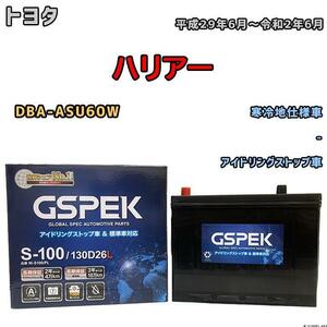 バッテリー デルコア GSPEK トヨタ ハリアー DBA-ASU60W 平成29年6月～令和2年6月 アイドリングストップ車 S-95