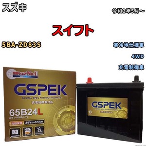 バッテリー デルコア GSPEK スズキ スイフト 5BA-ZD83S 4WD G-65B24L/PL