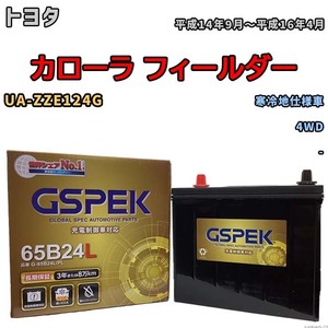 バッテリー デルコア GSPEK トヨタ カローラ フィールダー UA-ZZE124G 4WD G-65B24L/PL