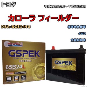 バッテリー デルコア GSPEK トヨタ カローラ フィールダー DBA-NZE144G 4WD G-65B24L/PL