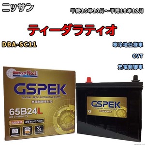 バッテリー デルコア GSPEK ニッサン ティーダラティオ DBA-SC11 CVT G-65B24L/PL