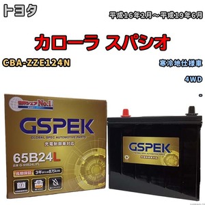 バッテリー デルコア GSPEK トヨタ カローラ スパシオ CBA-ZZE124N 4WD G-65B24L/PL