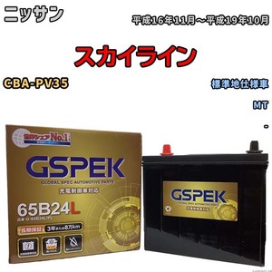バッテリー デルコア GSPEK ニッサン スカイライン CBA-PV35 MT G-65B24L/PL