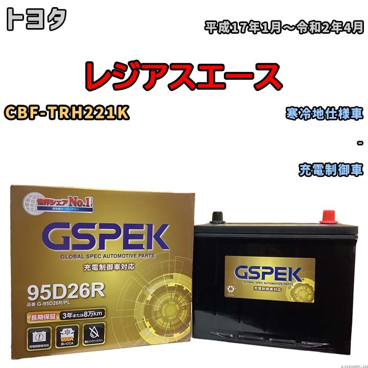 バッテリー デルコア GSPEK トヨタ レジアスエース CBF-TRH221K - G-95D26R/PL