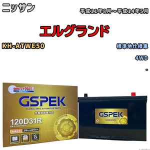 バッテリー デルコア GSPEK ニッサン エルグランド KH-ATWE50 4WD G-120D31R/PL