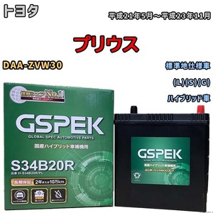 バッテリー デルコア GSPEK トヨタ プリウス DAA-ZVW30 (L)(S)(G) H-S34B20R/PL