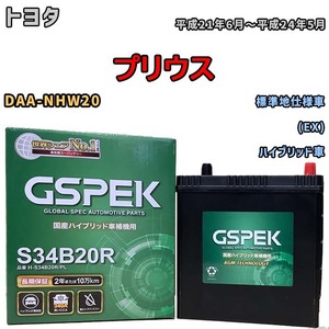 バッテリー デルコア GSPEK トヨタ プリウス DAA-NHW20 (EX) H-S34B20R/PL