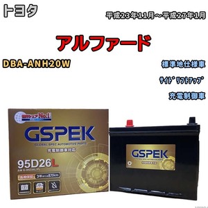 バッテリー デルコア GSPEK トヨタ アルファード DBA-ANH20W サイドリフトアップ G-95D26L/PL