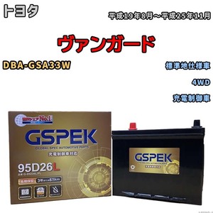 バッテリー デルコア GSPEK トヨタ ヴァンガード DBA-GSA33W 4WD G-95D26L/PL