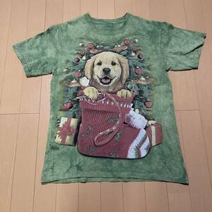 THE MOUNTAIN ゴールデンレトリバー　子犬　Tシャツ　／ タイダイ　ムラ染め　ドッグ　動物　クリスマス