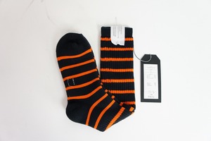  new goods UNUSED Anne used border socks border socks socks UH0330 black black × orange size 8-10 502N