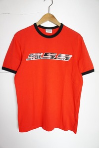 SSS WORLD CORP. ロゴ プリント クルーネック リンガー Tシャツ 半袖 カットソー L 赤 レッド (現032Cデザイナー) 312N