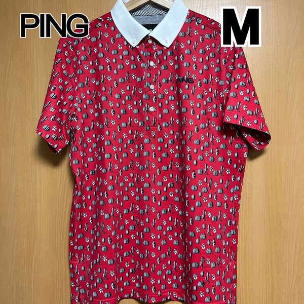 ping ピン ボタンダウンポロシャツ メンズ ゴルフウェア 半袖 シャツ M